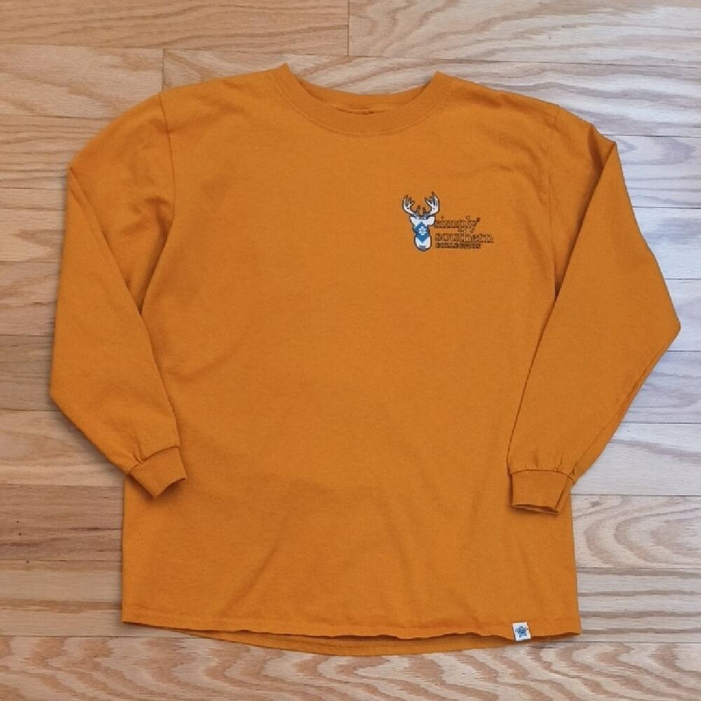 Simply Southern, Hey Deer Graphic Long Sleeve Tee In Tan Youth Large, EUC